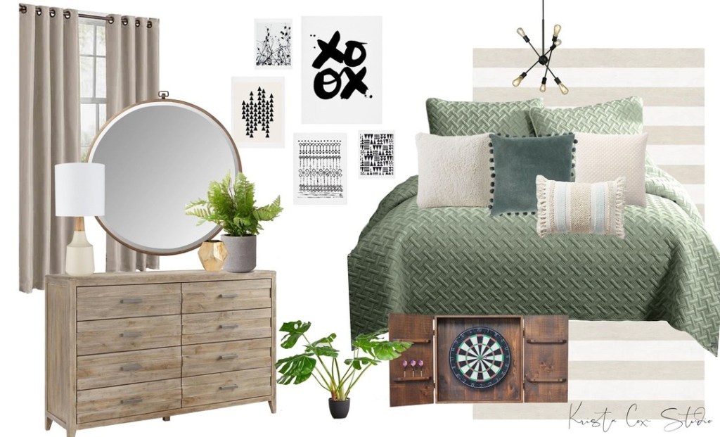 Green Bedroom Design by Krista Cox Studio